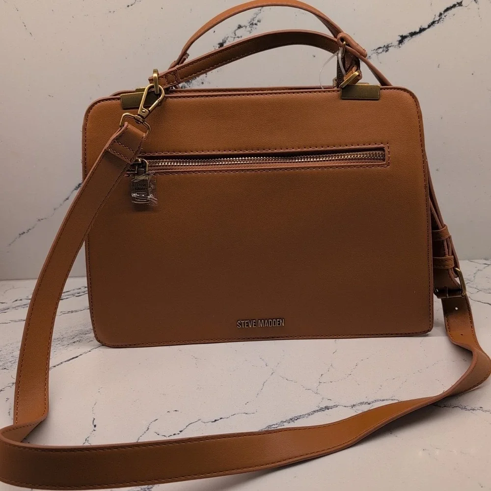 Steve Madden BMatteo 2 Caramel Satchel Convertible‎ With Bifold Wallet NWT